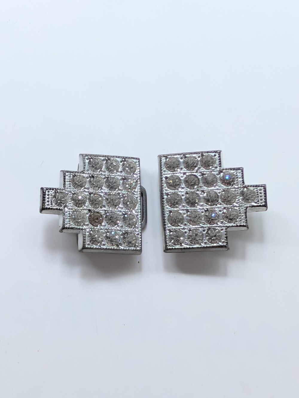 Vintage Silver Tone Art Deco Pave Rhinestone Collectible Evening Belt Buckle - Picture 4 of 5